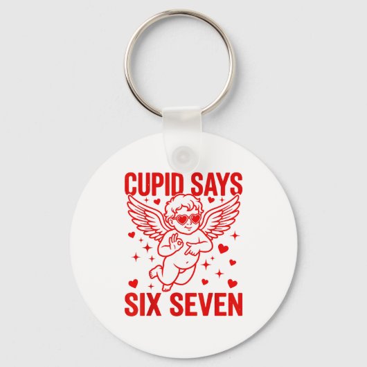 Funny Valentine's Day Cud Says Six Seven Meme Girl Sleutelhanger (Voorkant)