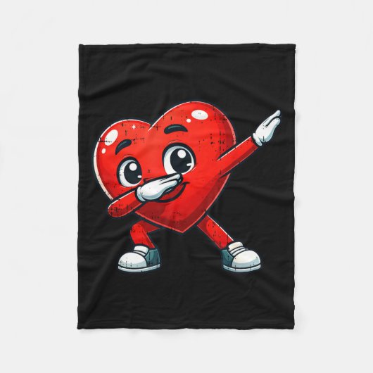 Funny Valentines Day Dabbing Heart Lover Men Kids Fleece Deken (Voorkant)