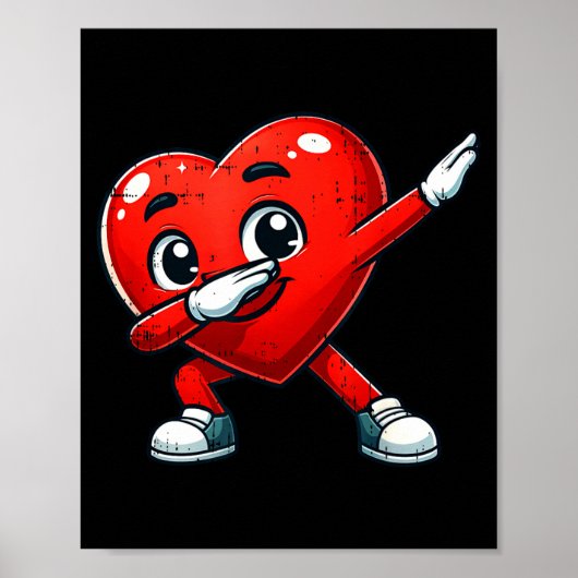 Funny Valentines Day Dabbing Heart Lover Men Kids Poster (Voorkant)