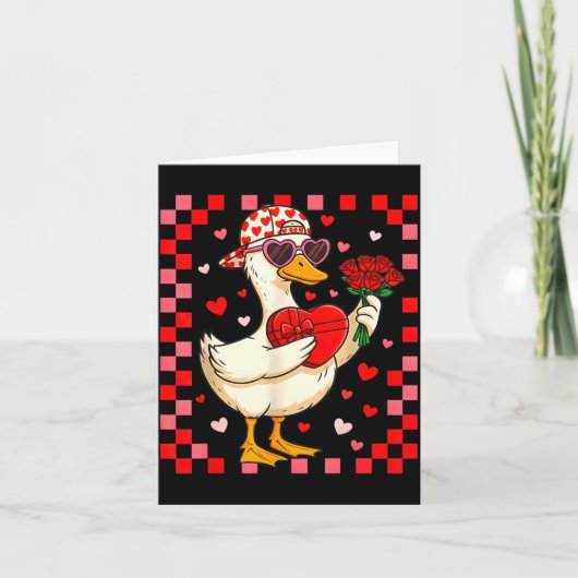 Funny Valentines Day Duck Heart Valentine Cud Kids Kaart (Voorkant)