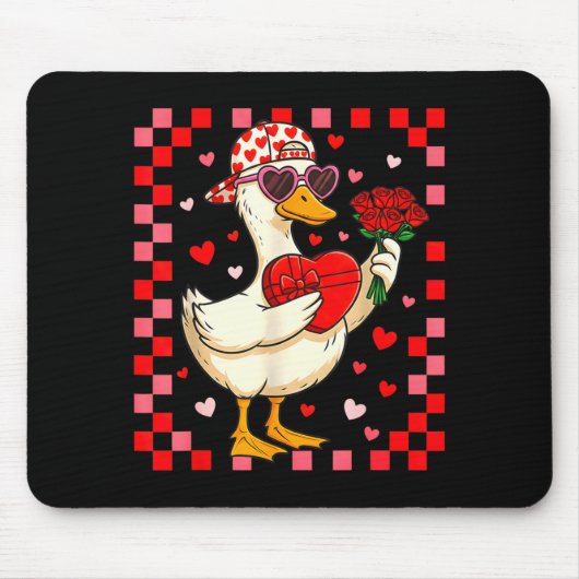 Funny Valentines Day Duck Heart Valentine Cud Kids Muismat (Voorkant)
