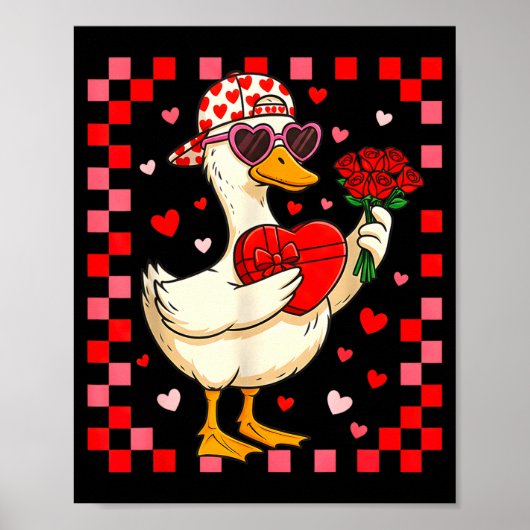 Funny Valentines Day Duck Heart Valentine Cud Kids Poster (Voorkant)