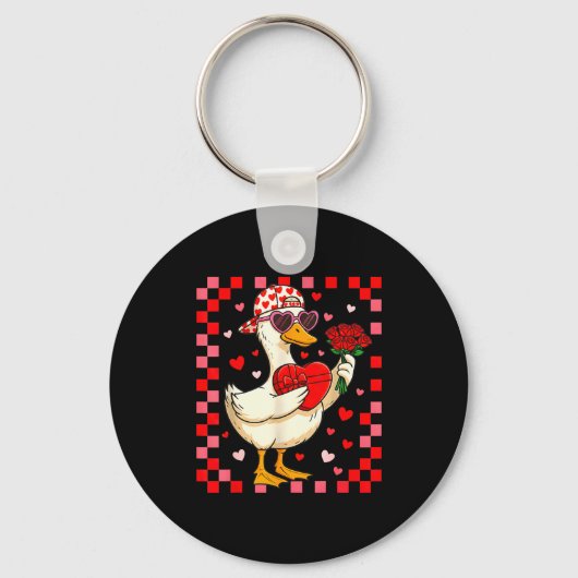 Funny Valentines Day Duck Heart Valentine Cud Kids Sleutelhanger (Voorkant)