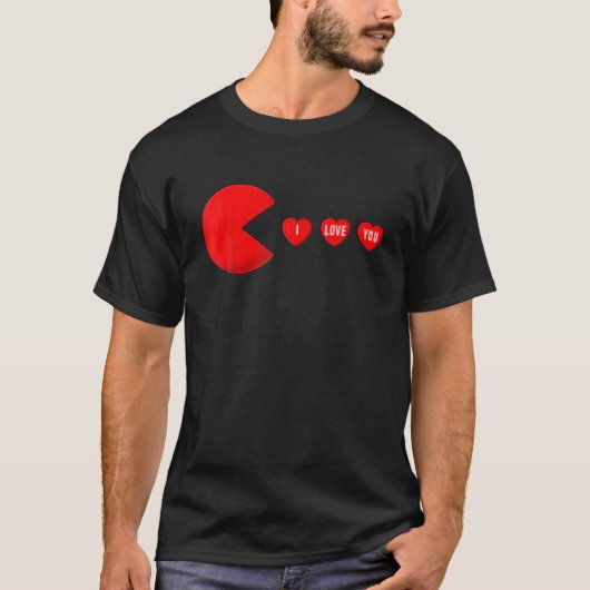 Funny Valentine's Day Eating Hearts , Gamer Men Wo T-shirt (Voorkant)