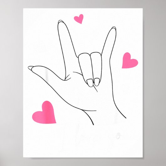 Funny Valentines Day Heart I Love You Hand Sign La Poster (Voorkant)