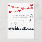 Funny Valentine's Day I Love you to the Moon But.. Feestdagenkaart (Voorkant)