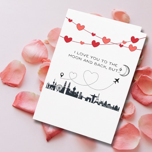 Funny Valentine's Day I Love you to the Moon But.. Feestdagenkaart