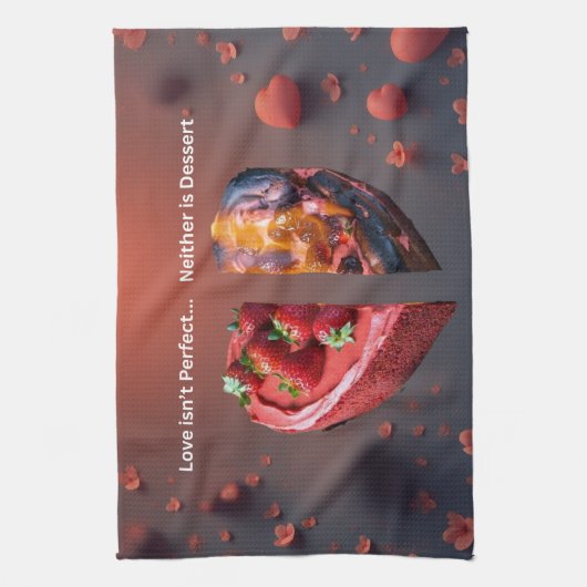 Funny Valentine's Day - Love Isn't Perfect Theedoek (Verticaal)