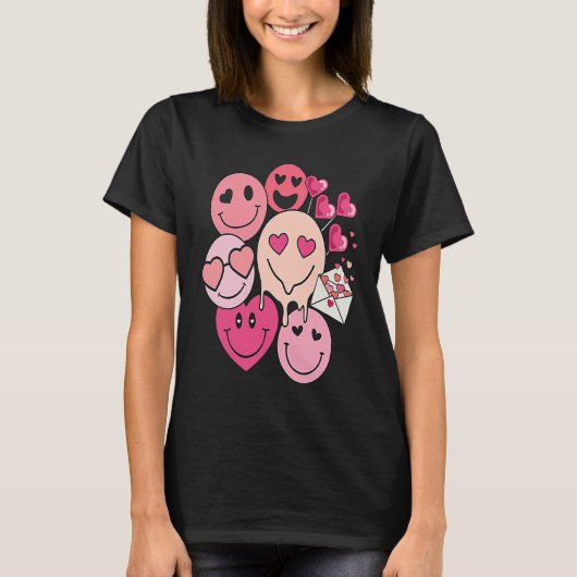 Funny Valentine's Day retro smile heart candy T-shirt (Voorkant)