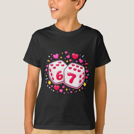 Funny Valentines Day Shirt Cute Dice 67 Meme 6-7 S (Voorkant)