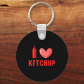 Funny Valentines Day Shirt I Love Ketchup Valentin Sleutelhanger (Voorkant)