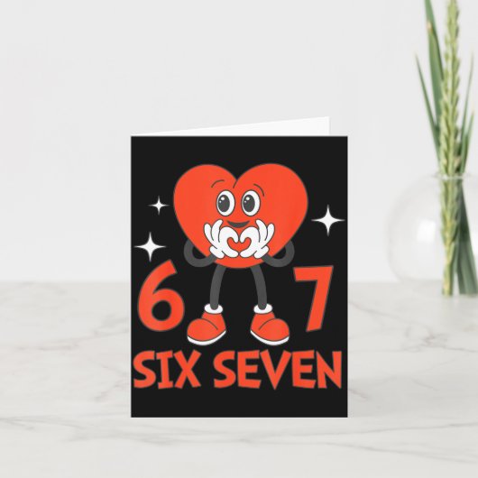 Funny Valentines Six Seven Hearts 6 7 Meme Boys Gi Kaart (Voorkant)