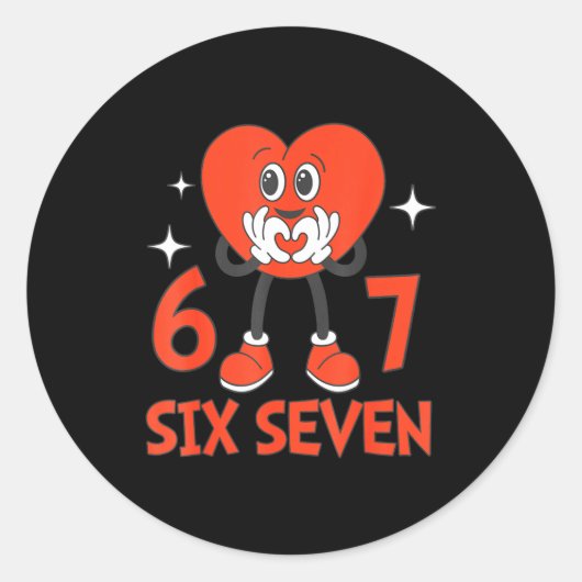 Funny Valentines Six Seven Hearts 6 7 Meme Boys Gi Ronde Sticker (Voorkant)
