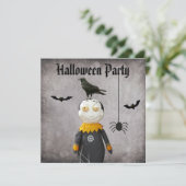 Funny Vampire & Crow Damask Halloween Party Kaart (Staand voorkant)