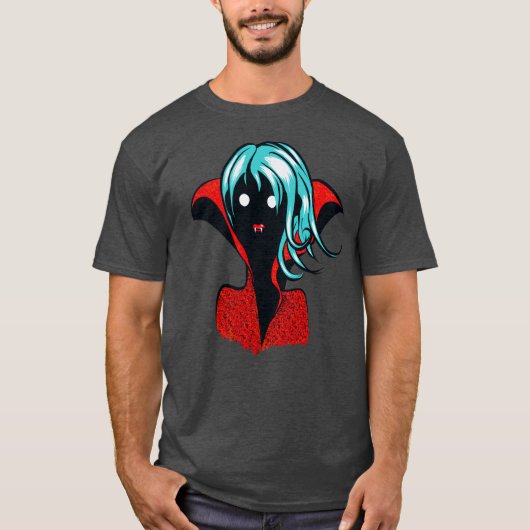 Funny Vampire Girl Character Halloween T-shirt (Voorkant)