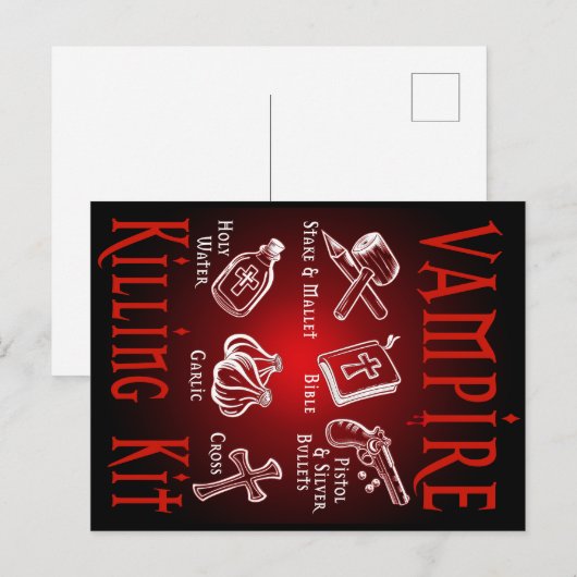 Funny Vampire Killing Kit Briefkaart (Voorkant / Achterkant)
