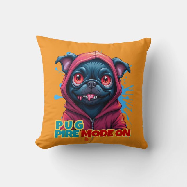 Funny Vampire Pug Graffiti Kussen (Voorkant)