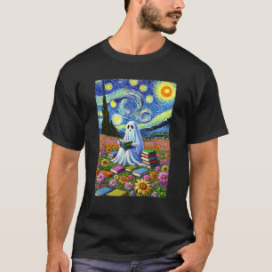 Funny Van Ghost Leesboek Bloemen Sterrennacht B T-shirt