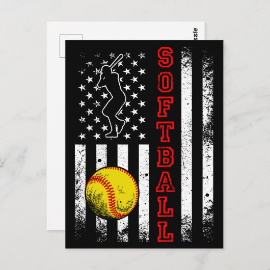 Funny van het Amerikaanse Flag Softball Team Briefkaart (Voorkant / Achterkant)