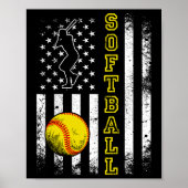 Funny van het Amerikaanse Flag Softball Team Poster (Voorkant)