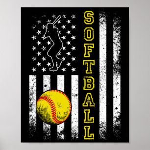 Funny van het Amerikaanse Flag Softball Team Poster