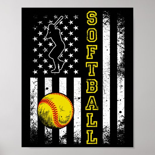 Funny van het Amerikaanse Flag Softball Team Poster (Voorkant)
