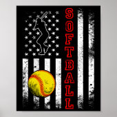 Funny van het Amerikaanse Flag Softball Team Poster (Voorkant)