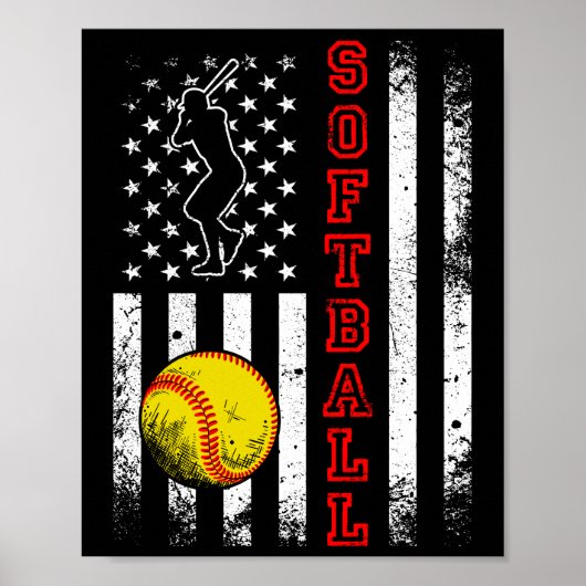 Funny van het Amerikaanse Flag Softball Team Poster (Voorkant)