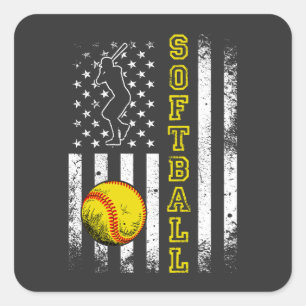  Funny van het Amerikaanse Flag Softball Team Vierkante Sticker