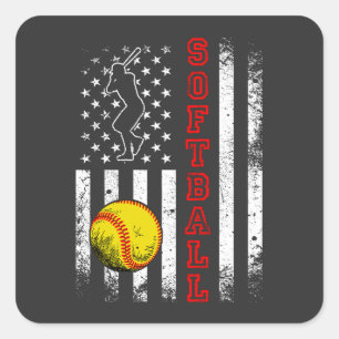  Funny van het Amerikaanse Flag Softball Team Vierkante Sticker