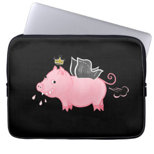 Funny varkensfee boer cartoon dierlijke humor laptop sleeve