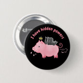 Funny varkensfee Hidden Powers farm animal humor Ronde Button 5,7 Cm (Voorkant /achterkant)