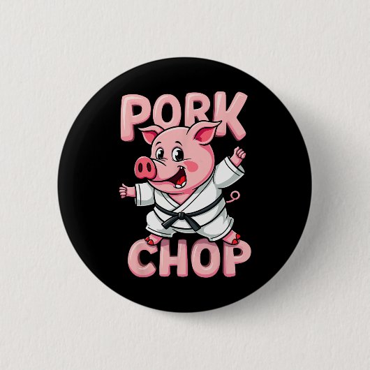 Funny varkenskarbonade Karate Varken Martial  Ronde Button 5,7 Cm (Voorkant)