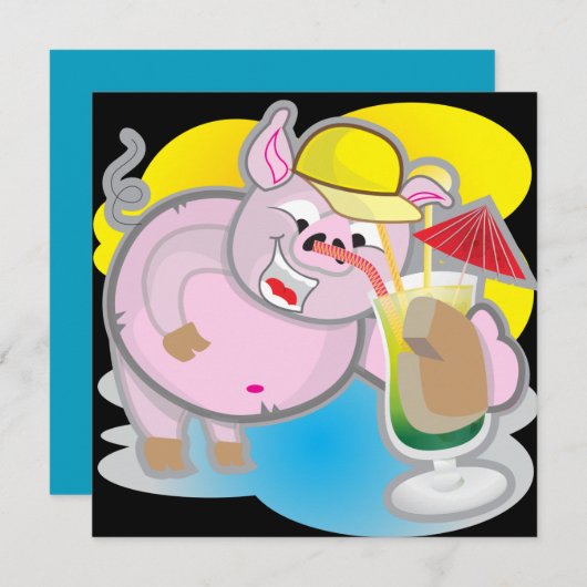 Funny-varkenspartijuitnodiging Kaart (Voorkant / Achterkant)