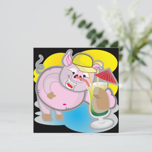 Funny-varkenspartijuitnodiging Kaart (Staand voorkant)