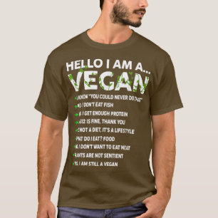 Funny Vegan Activism Vegetarian Hallo ik Vegan Wo T-shirt