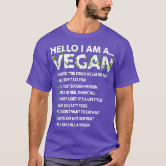 Funny Vegan Activism Vegetarian Hallo ik Vegan Wo T-shirt