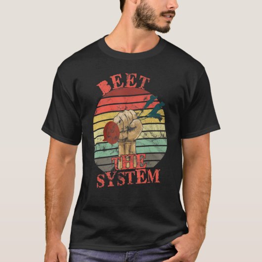 Funny Vegan Beet the System Anarchy Retro Veganism T-shirt (Voorkant)
