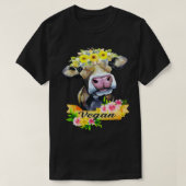 Funny Vegan Flower Koe Vegetarian Lovers Animals C T-shirt (Design voorkant)