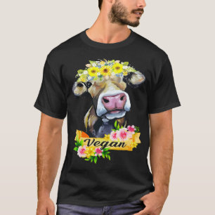 Funny Vegan Flower Koe Vegetarian Lovers Animals C T-shirt