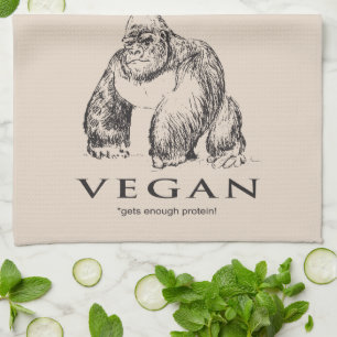 Funny vegan gorilla proteïne theedoek