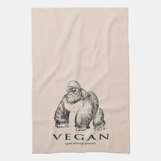 Funny vegan gorilla proteïne theedoek (Verticaal)