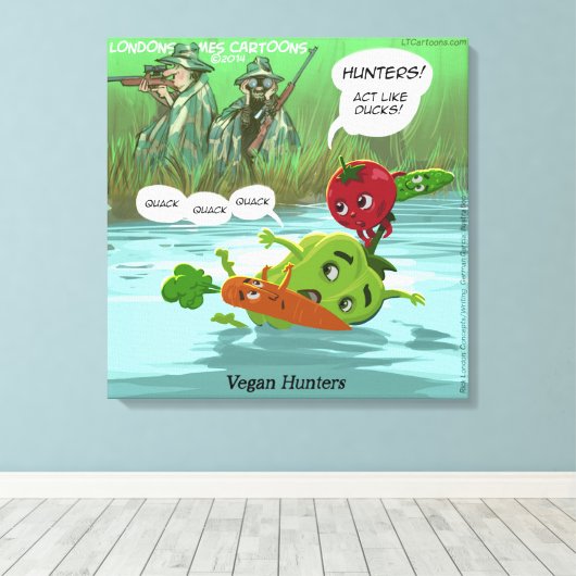 Funny Vegan Hunters Canvas (Insitu (Houten vloer))