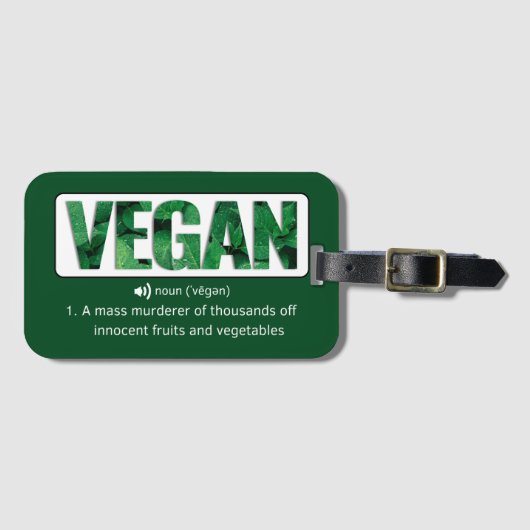 Funny Vegan Quotes Typography Bagagelabel (Voorkant (horizontaal))
