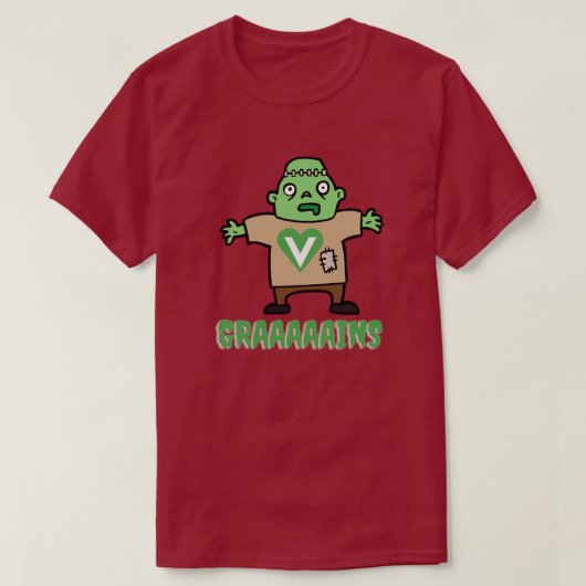 Funny Vegan Zombie Grains Halloween T-shirt (Design voorkant)