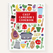 Funny Vegetable Fruit Facets Chef Kinder Cookbook Notitieboek (Voorkant)