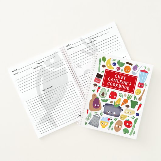 Funny Vegetable Fruit Facets Chef Kinder Cookbook Notitieboek (Binnen)