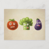 Funny Vegetables Broccoli Tomato Eggplant Briefkaart (Voorkant)