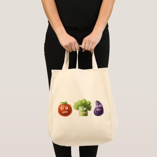 Funny Vegetables - Broccoli Tomato Eggplant Tote Bag (Voorkant (product))