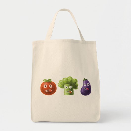 Funny Vegetables - Broccoli Tomato Eggplant Tote Bag (Voorkant)